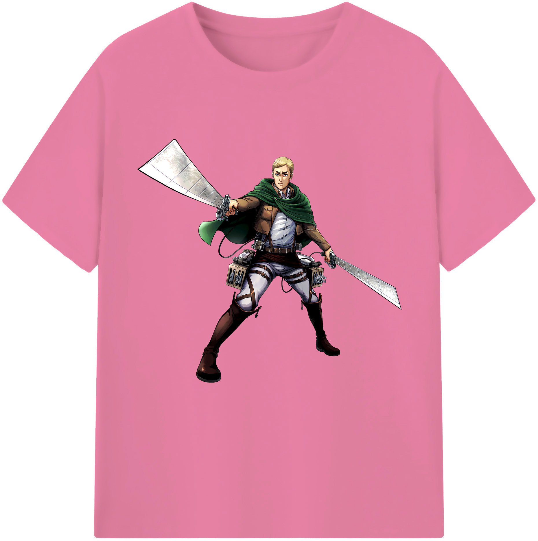 （画像用） 進撃の巨人 エルヴィン・スミス Attack on Titan Erwin Smith 綿100％半袖Tシャツ（フロントプリント）
